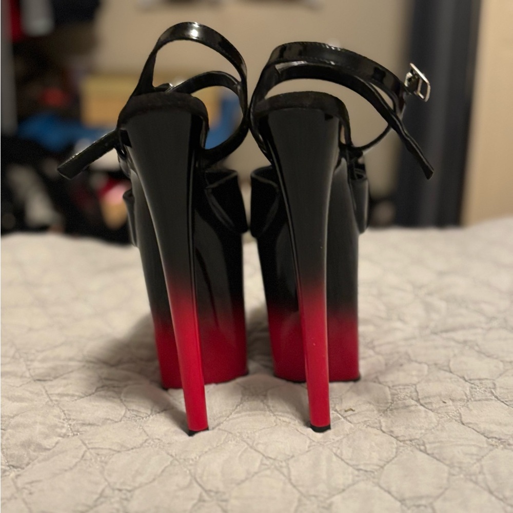 Pleaser Black and Red Gradient Heels
